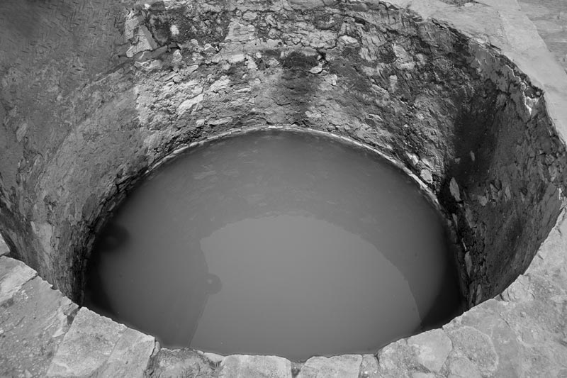 A well filled with water in village Sanwatsar in district Alwar, Rajasthan - a result of water conservation work initiated by Rajendra Singh